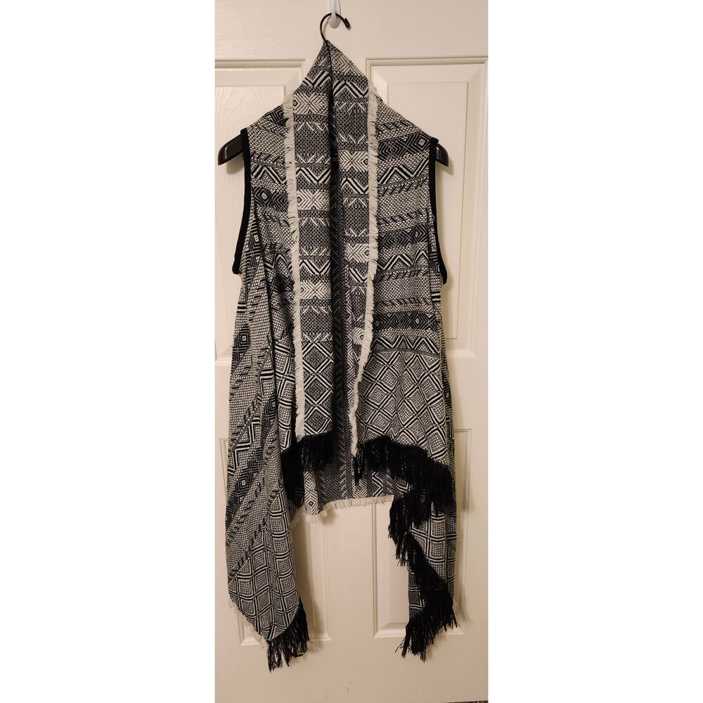 AKIRA CHICAGO BLACK LABEL SHAGGY CHEVRON OPEN FRONT LONGLINE CARDIGAN SWEATER OS